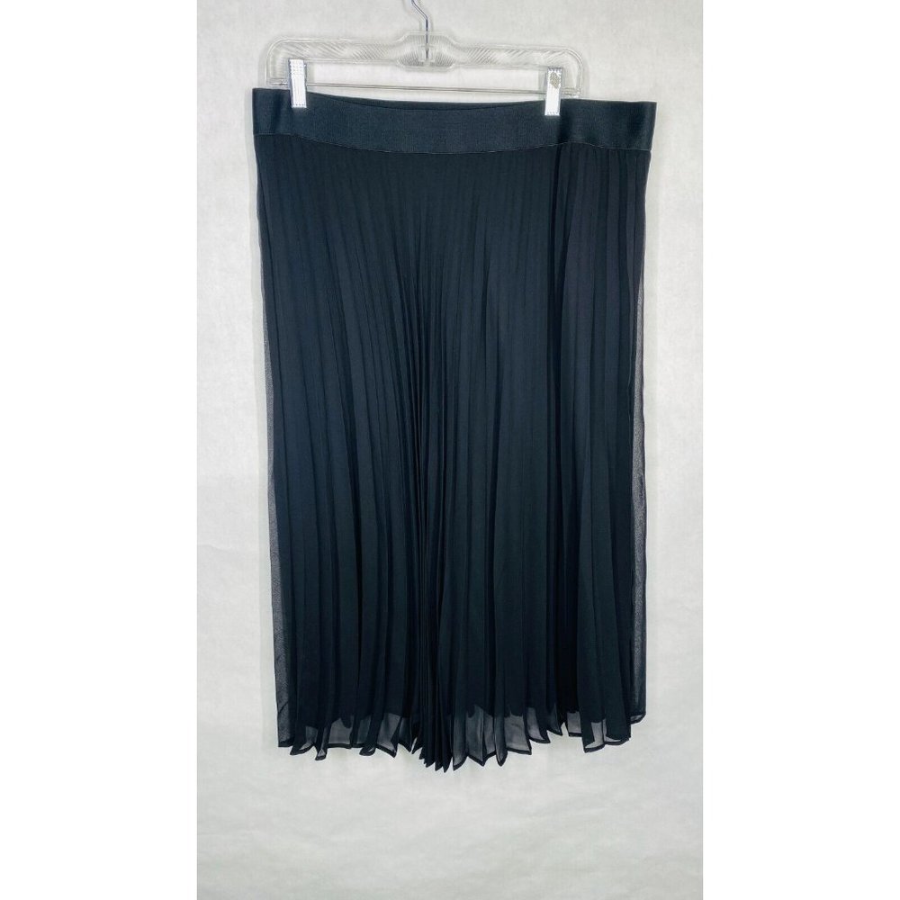 Time & Tru Pleated Skirt Women Size XL Black Elastic Waist Lined - Picture 5 of 7